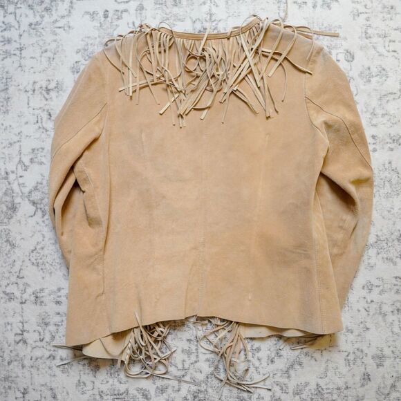 Vintage Bebe Fringe Suede Leather Jacket Boho Chic Western - Women’s Medium - Picture 2 of 8